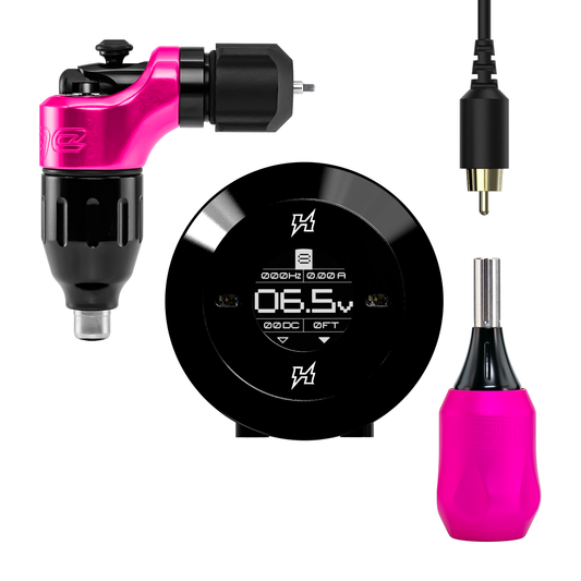 Bubblegum colored Spektra Edge X in a limited time bundle with the motion-sensor activated Hover power supply, RCA cable and pink grip