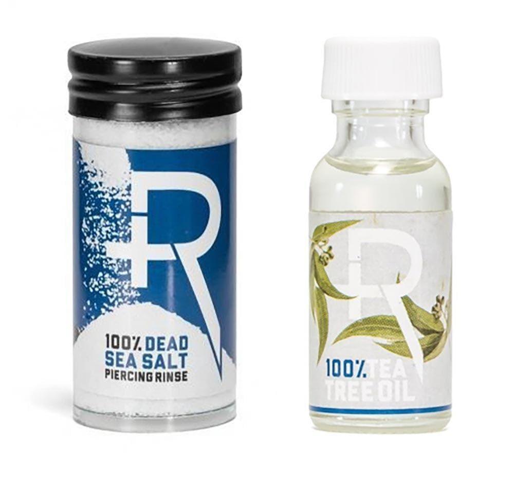 Recovery Aftercare Sea Salt and Tea Tree Oil Combo - Piercing Aftercare System